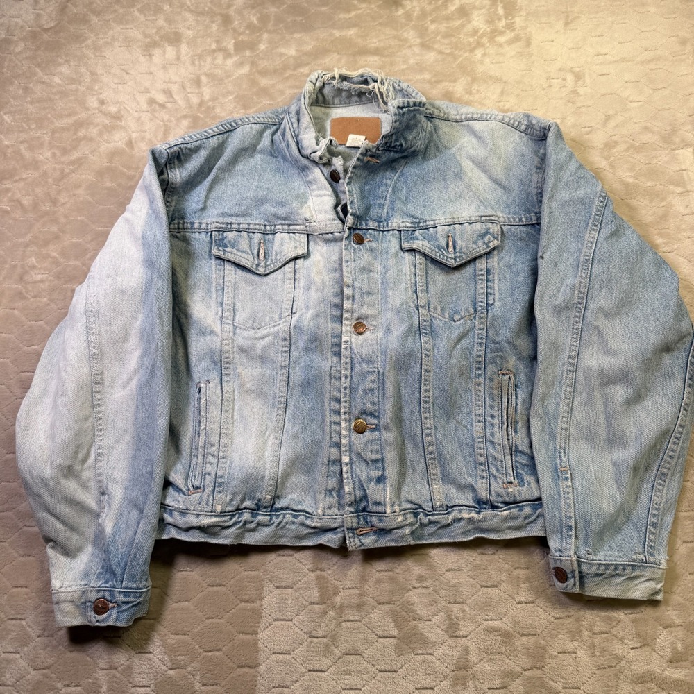 VTG‎ 80s Denim Jacket Nuovo Industriale Sz XL WORN THRASHED FADED USA Made